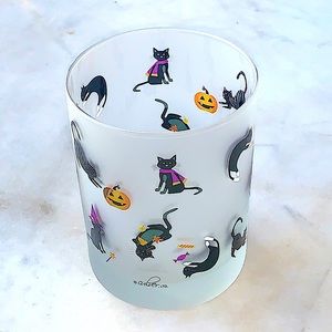 CULVER LTD GLASS HALLOWEEN KITTIES & PUMPKINS 14oz DOUBLE OLD FASHION